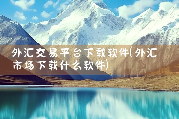 外汇交易平台下载软件